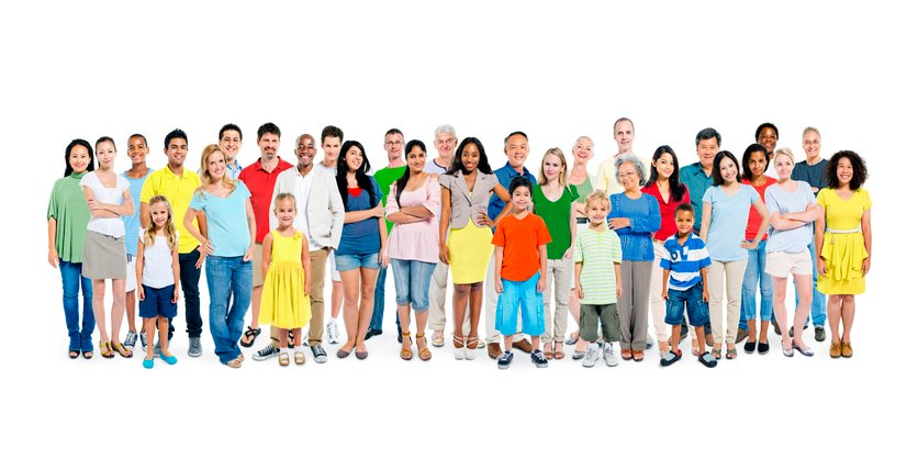 Large Group of Diverse Colorful Happy People